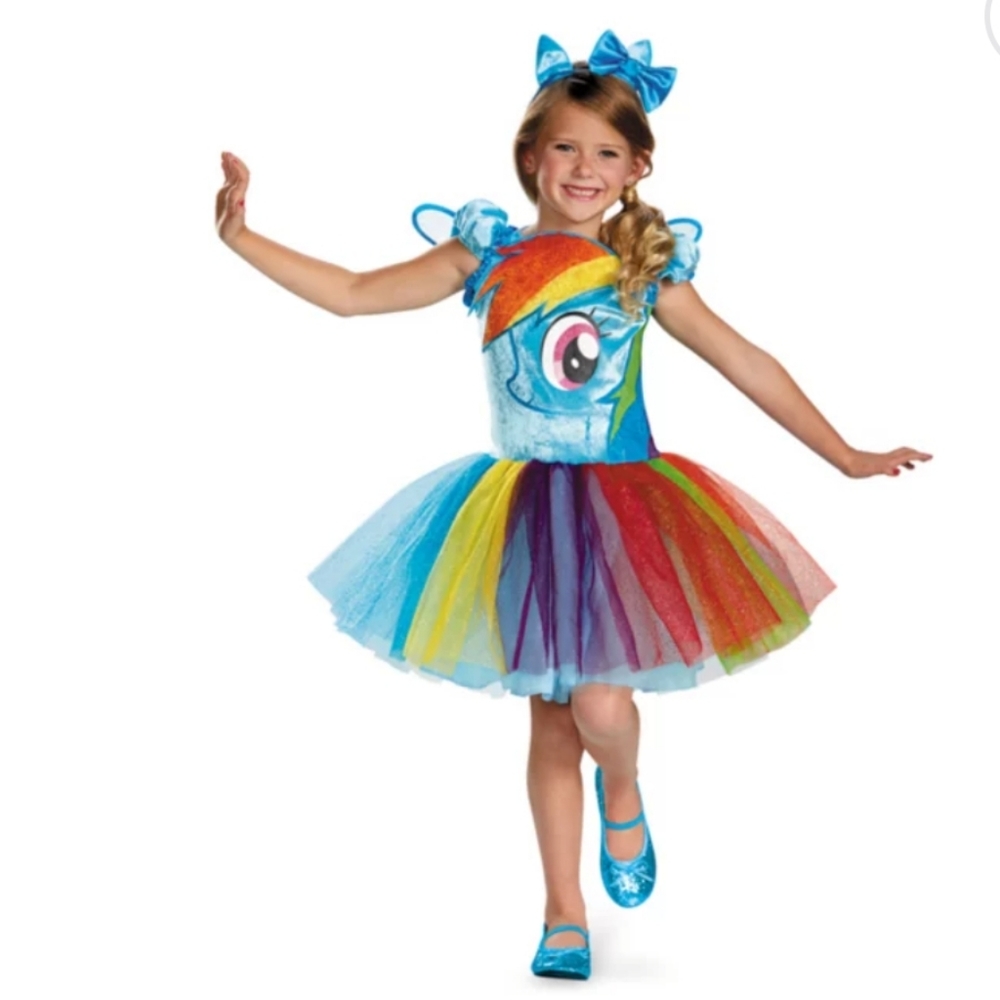 My Little Point Rainbow Dash tutu dress wings headband costume 3 4 3T 4T XS